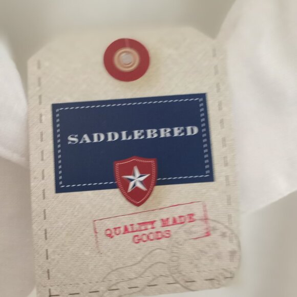 'SADDLEBRED' White Short sleeve Shirt Size XLT Linen blend NWT - Picture 4 of 14